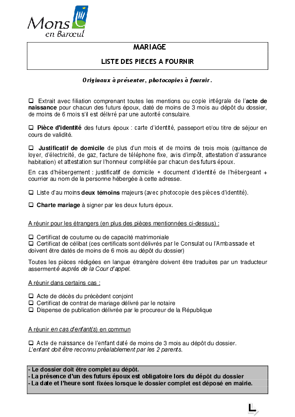 Lettre dérogation horaire mariage